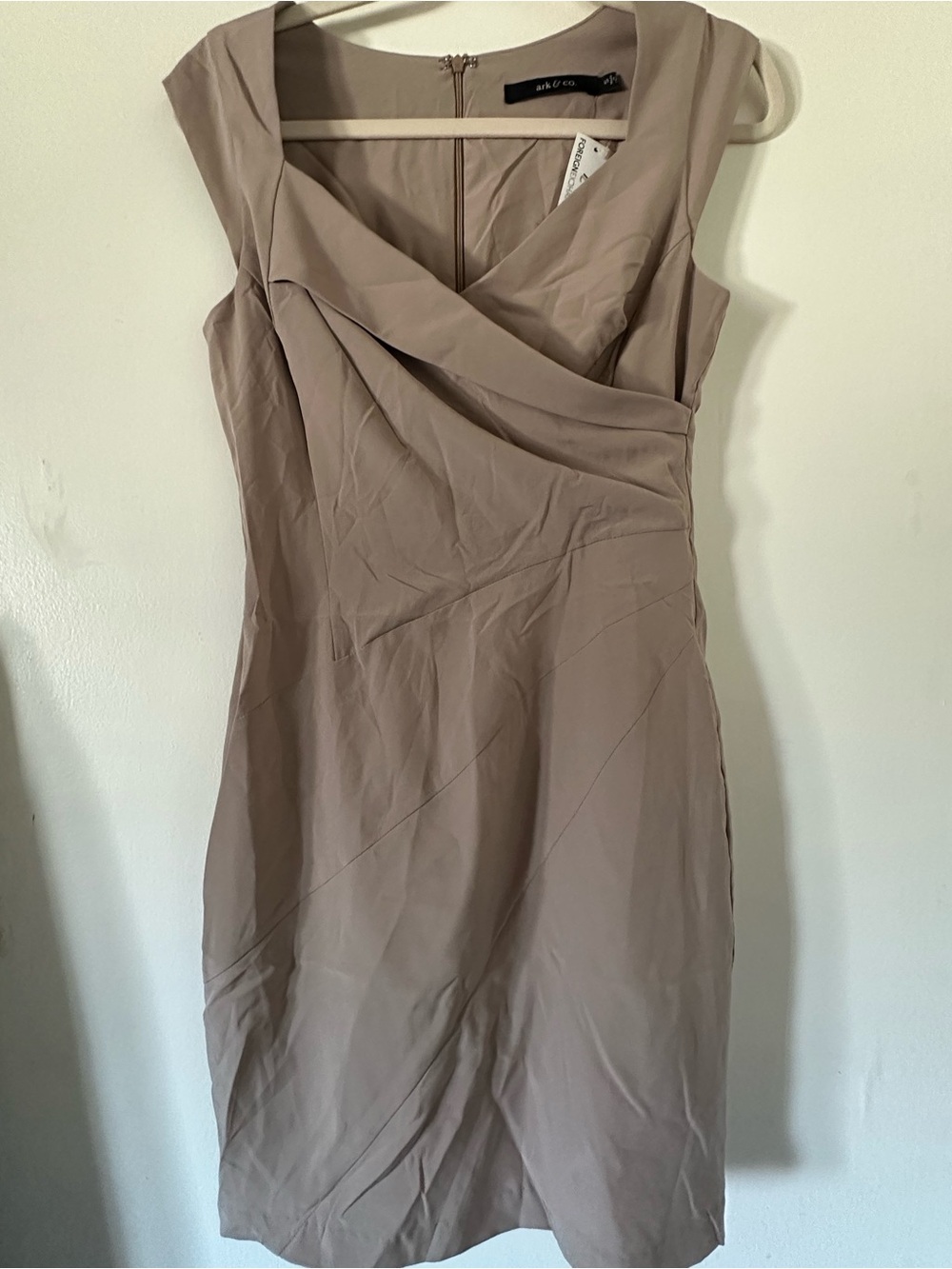 Ark & Co Taupe Draped Midi Dress